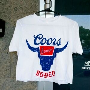 NEW  White Coors Rodeo Crop Top